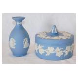 Wedgwood England blue Jasperware: Jewelry box w/