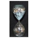 Mercury glass hourglass sand timer, 8" tall -