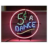 1995 neon lighted 5 Cents A Dance bar sign,