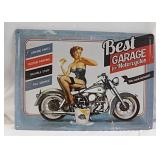 2 metal Harley-Davidson Motorcycle pin-up signs,