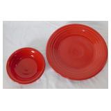 2 Fiesta Ware scarlet plates, 9" & 5" diameter