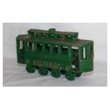 Antique cast iron toy trolley #14 car, 6.5" long