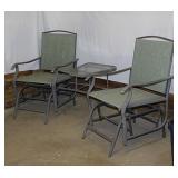 Patio 2 seat glider chair set w/ glass top table