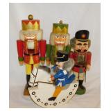 4 wooden Christmas Nutcrackers, tallest is 15"