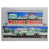 2 Hess toy trucks in boxes: Semi w/ helicopter -