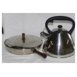 Stainless tea kettle - Mid Century stainless 10"