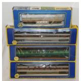 4 AHM railroad train cars in boxes: