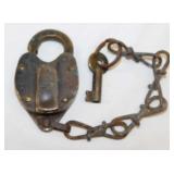 Antique Theo M. Edwards railroad padlock & key,