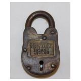Antique New York Insane Asylum padlock, 1.5" wide