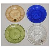 16 antique glass butter pats, mostly Westmoreland