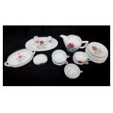 19 piece miniature porcelain rose tea set:
