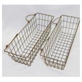 2 narrow wire wall baskets, 15" wide -