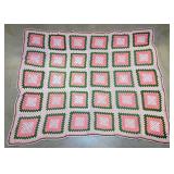 Hand crocheted Granny Square afghan, 80" x 56"