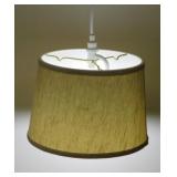 Modern pendant light w/ linen barrel shade, 12"