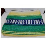 Vintage woven Mexican falsa blanket in