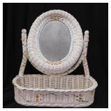 Vintage wicker swivel vanity mirror w/ comb &