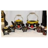 7 Mid Century redware clown / hobo face items: