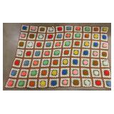 Hand crocheted Granny Square afghan, 88" x 100"