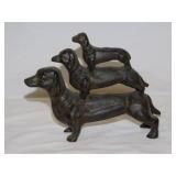 Vintage cast iron triple stacked Dachshund Dogs