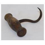 Antique small primitive meat hook w/ T-handle,
