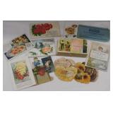 Antique advertising trade cards, mostly coffee