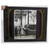 Antique box of stereopticon glass lantern slides,