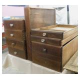 7 vintage walnut drawers w/ glass knobs - Slender