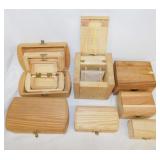 8 wooden nesting trinket boxes w/ latches & more,