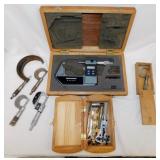 6 vintage outside micrometers & adjustable watch