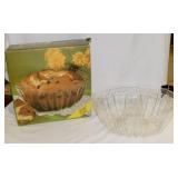 Rare Jena Glass bundt cake mold in box, 12" wide