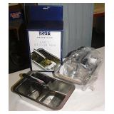 2 stainless large cube ice trays - 4 standard