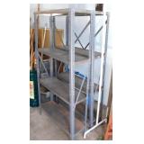 2 metal 4 shelf shelving units, 30" x 10" x 58"