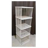 Plastic 4 shelf storage cube, 16" sq. x 48"