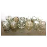 12 Hemingray clear glass insulators