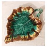 Mid Century glazed ceramic leaf platter, 17.5"