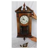 Wall pendulum clock w/ wood case, glass door &