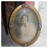 Antique chalk portrait in gilded carved walnut