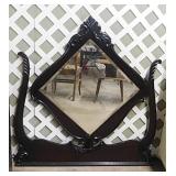 Antique carved mahogany wishbone mirror - 34"