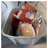 Storage tote w/ holiday decor: