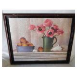 2 framed floral still-life prints