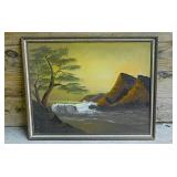 3 original oil & watercolor paintings in frames -