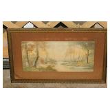 1925 original landscape watercolor painting by