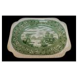 Green transferware platters & plates