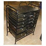 12 drawer metal rolling rack w/ railroad train