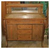 Antique Tiger Oak buffet cabinet w/ mirrored