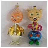 2 rare vintage blown glass figural Christmas tree