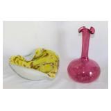 Murano? free-form blown art glass bowl, 7" diam.
