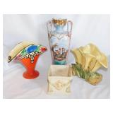 Vintage McCoy & Czechoslovakia fan vases -