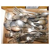 Vintage silverplate forks, spoons & serving