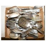 Vintage silverplate forks, spoons & serving